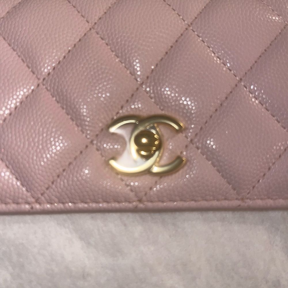 Pink Caviar Leather Wallet on Chain with Charm - Picture 12 of 12